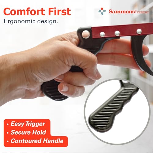 Sammons Preston Reacher, Red, 26 Inch, Grabber Reacher Tool, Lightweight Trash Picker Grabber & Garden Nabber, Handy Aluminum Picker Up Tool & Reaching Claw, Portable Reaching Assist & Dressing Tool - color: 26" Standard, Red, size: Single
