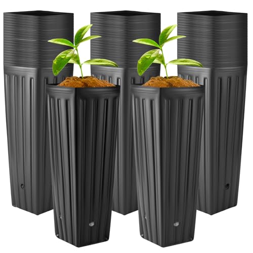 Nuenen 30 Pcs Tall Tree Pot, Plastic Deep Nursery Pots, 11.8" H X 3.9" W - size: 11.8" H X 3.9" W