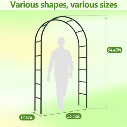 Metal Garden Arch Trellis for Climbing Plants 94.5" H x 55" W - size: 94.5" H x 55" W*14.5"L