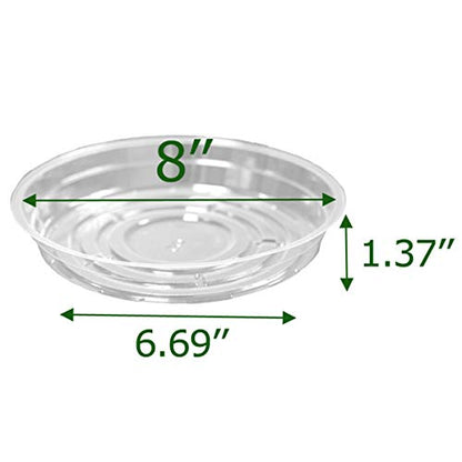 TRUEDAYS 8 Inch 5 Pack Clear Plant Saucers Flower Pot Tray Excellent for Indoor & Outdoor Plants - size: 5-Pack (8'' Only)