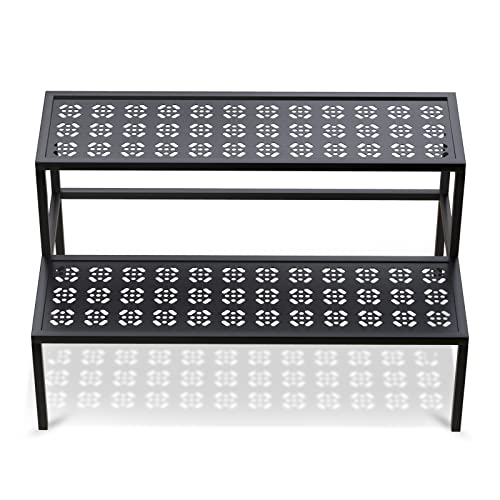 Garden 4 you 2-Tier Metal Plant Stand, Heavy Duty Flower Pot Holder Rack - color: Black, size: 27.6"L x 16"W x 16"H