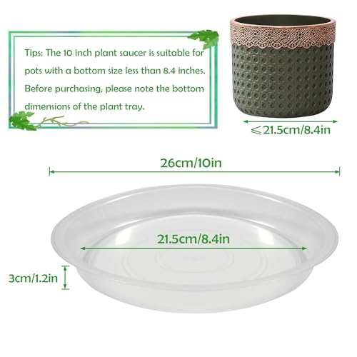 12 Pack 10 Inch Round Plant Saucers for Less 8 Inch Pot Indoors Outdoors Plant Trays for Pots Planter Saucer Plastic Drip Tray Planter Water Tray (Clear, 10"(12pcs)) - color: Clear, size: 10"(12pcs)