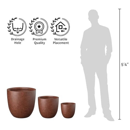 Kante Large Round Bowl Rusty Concrete Planter 18" Dia, Outdoor - color: Rusty, size: 18"d
