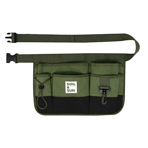 Soil & Sun Garden Tool Belt for Women, Tool Apron, Utility Belt Women, Teacher, Canvas Waist Apron with Pockets,Garden Aprons - color: Green