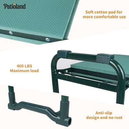 Foldable Garden Kneeler and Seat,Gardening Workseat w/ Tool Pouch & HandBag - color: Green-modle C