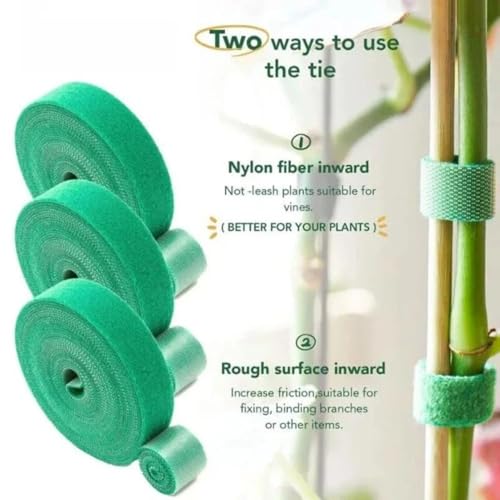 3Rolls Nylon Plant Ties Reusable Self Adhesive Plant Fastener Tape for Support Garden Supplies,200Ccm (Green) - color: Green