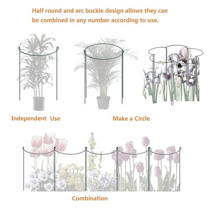 12 Pack 15.8 Inch High Plant Stake,Garden Plant Support,Half-Round Peony Cage Plant Ring Hoop - size: 9.5x15.8Inch-12Pack