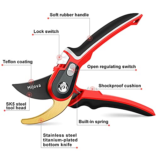 Garden Shears, Heavy Duty Garden Pruning Shears, Sharp Gardening Scissors - color: Red