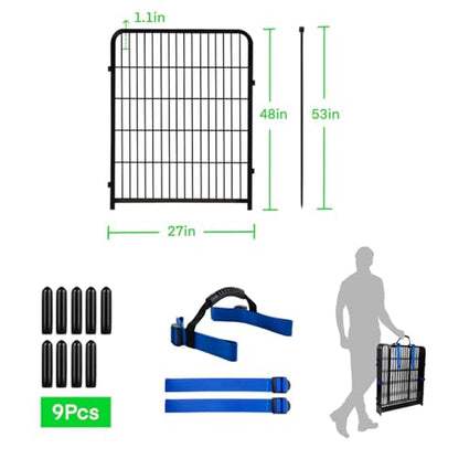 Garden Fencing 48 inch High, 8 Panels Total 17.7Ft(L). Garden Fence Border, Flower Bed Fencing, Dog Fences for The Yard, Dog Digging Fence Barrier (No Gate) - size: 48''(H)-8panels-17.7ft(L) no door
