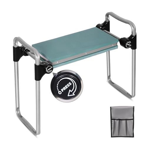 Garden Kneeler and Seat, 2024 Upgraded Foldable Heavy Duty Kneeling Bench with Tool Bag and Widen Soft EVA Foam Pad for Senior, Green - color: Green-1 Bag, size: Widen