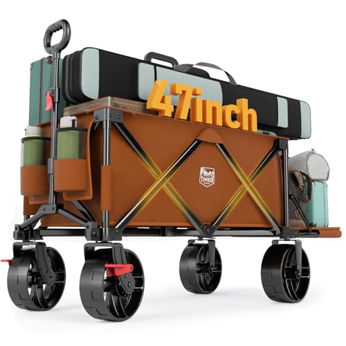 TIMBER RIDGE Heavy Duty Beach Wagon with Tailgate - color: Orange, size: 250L