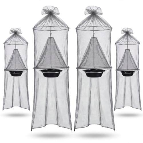 4 Pcs 2 in 1 Spotted Lanternfly Trap with Bait Tray, Fly Traps Outdoor, Enhanced Lanternfly Tree Trap, Ranch Fly Pest Catcher Cage for Backyard Garden Park Farm Tree Protection(Grey)