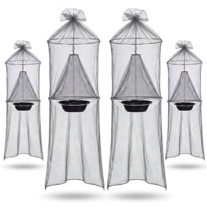4 Pcs 2 in 1 Spotted Lanternfly Trap with Bait Tray, Fly Traps Outdoor, Enhanced Lanternfly Tree Trap, Ranch Fly Pest Catcher Cage for Backyard Garden Park Farm Tree Protection(Grey)