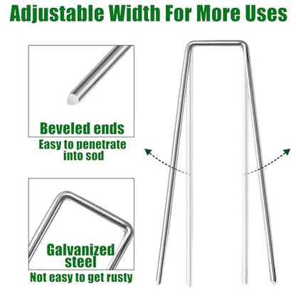 16 PCS Landscape Staples 6 Inch Galvanized Garden Stakes Garden Staples Pins Anti-Rust Ground Stakes for Weed Barrier, Irrigation Hose, Yard Lawn SOD, Landscape Fabric, Decor 6" L x1.2 W 16 pcs - size: 16 Pcs x 6"