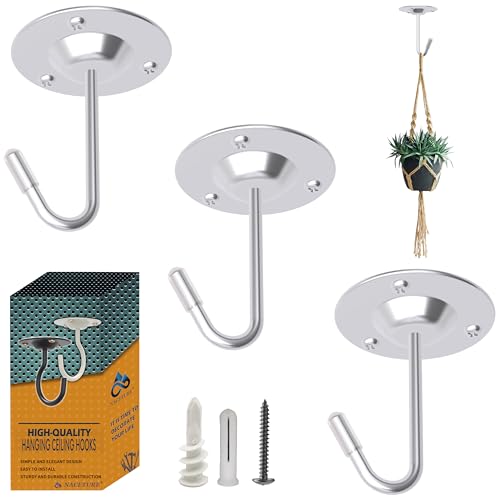NACETURE Heavy Duty Plant Ceiling Hooks, Stainless Steel, 3 Pack - color: Sliver