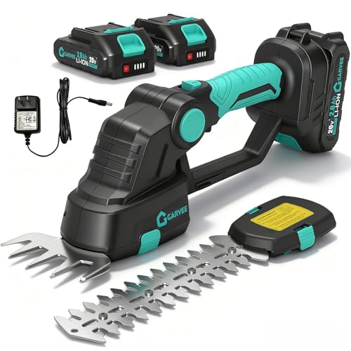Garvee 20V 2-in-1 Cordless Hedge Trimmer with 2 Batteries