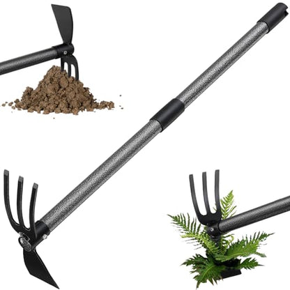 Weeding Tool, Hoe Cultivator 2 in 1 Garden Tools - 31" Heavy Duty Weeder Hand Tiller Weeding Rake for Flower Beds Yard Lawn Gardening Digging Planting - size: 31 inch