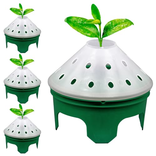 Outdoor Germination and Grow Kit with Greenhouse Domes - Direct Water and nutrients to Roots, Protect Seeds and Seedlings, 4 Sets, Green, Made in The USA - color: Green