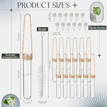 Baderke 12 Pack Plastic Hanging Propagation Station Tubes, Natural Color - color: Transparent