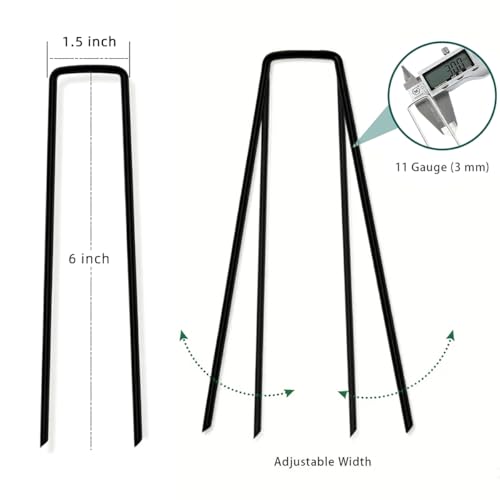 25-Pack 6 Inch 11 Gauge Black Galvanized Landscape Staples U-Shaped Anti-Rust Ground Garden Stakes Pins for Weed Barrier, Irrigation Tubing, Lawn & Tent - color: black, size: 6in