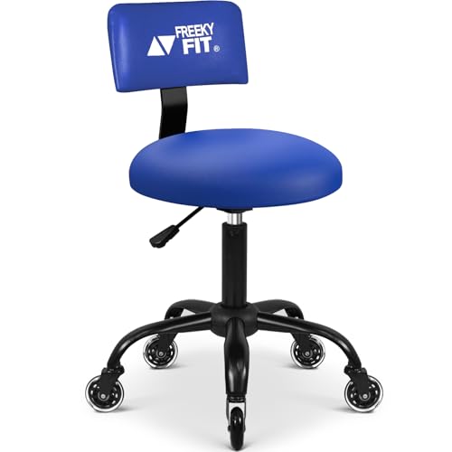 Rolling Shop Stool with Wheels,Mechanic Garage Short Stool Chair with Adjustable Height 15.55"-18.3",Heavy Duty Swivel Roller Seat for Garage,Salon and Tattoo Beauty, Blue - color: Adjustable Blue