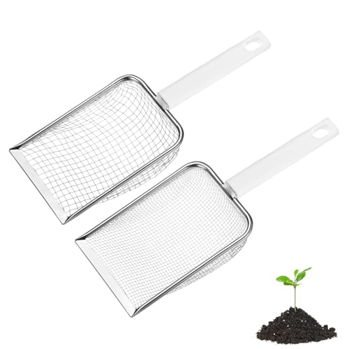 M METERXITY 2-Pack Gardening Soil Sifter, 5/2.8 mm Mesh Stainless Steel Portable Gardening Sifter with Plastic Handle for Sand/Dirt/Rock/Compost [White, Milky] - color: White, Milky, size: 5,2.8 mm
