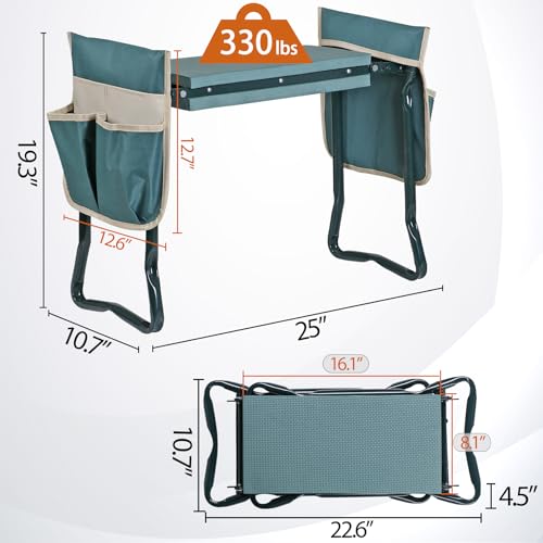 SUPER DEAL Folding Garden Kneeler and Seat with 2 Free Tool Pouches - EVA Foam Pad Protects Your Knees - Sturdy and Lightweight - style: 2 Tool Pouches