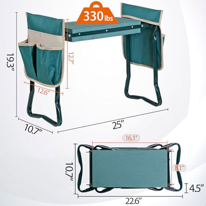 SUPER DEAL Folding Garden Kneeler and Seat with 2 Free Tool Pouches - EVA Foam Pad Protects Your Knees - Sturdy and Lightweight - style: 2 Tool Pouches