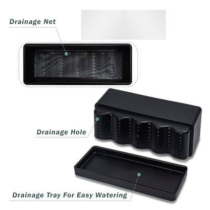 D'vine Dev Rectangular Planter, 12 x 4.5 in, Black, 76-X-B-1 - color: Black