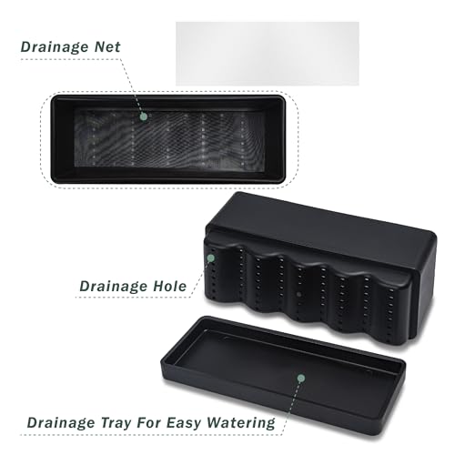 D'vine Dev Rectangular Planter, 12 x 4.5 in, Black, 76-X-B-1 - color: Black
