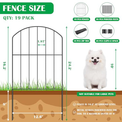 VANCASTLE Decorative Garden Fence Outdoor, 20ft (L) x 24in (H), 19 Panels - style: Design Classic- 19P