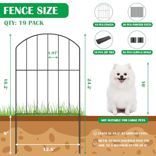 VANCASTLE Decorative Garden Fence Outdoor, 20ft (L) x 24in (H), 19 Panels - style: Design Classic- 19P