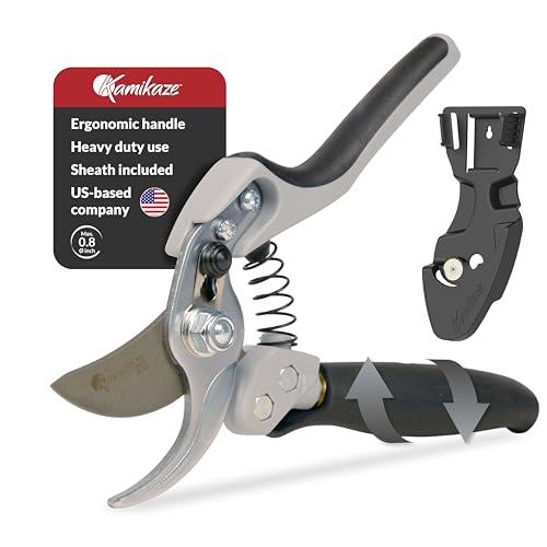 Heavy-Duty Professional Pruning Shears for Gardening, Featuring Ergonomic Rotating Handle to Reduce Hand Fatigue, SK5 High-Carbon Steel Blade, Cuts Branches Up to 0.8 Inch, Garden Clippers Shears - style: Medium Rotating Handle Bypass