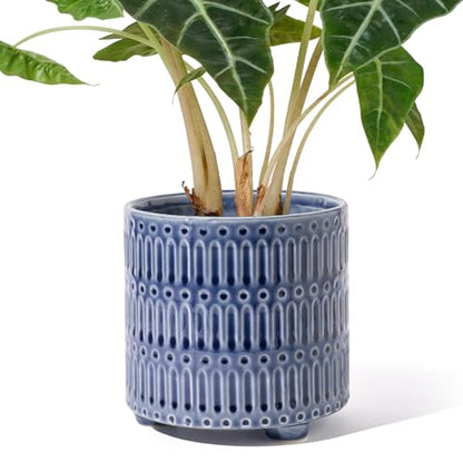 STHIE 5 Inch Ceramic Planters for Indoor Plants, Blue Cactu Snake Plant Pot - color: Reactive Glaze Blue