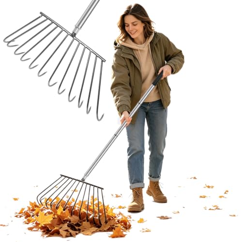 Turf Dead Grass Leaf Rakes Long Handle for Lawns, Garden, Leaves