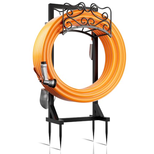 Garden Hose Holder Water Freestanding Heavy Duty Water Hose Holder for Outside with 4 Spikes