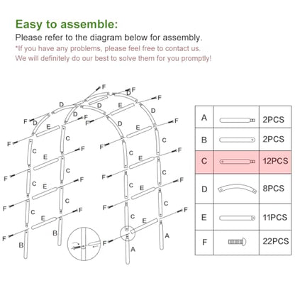 Metal Pergola Arbor, 4.6 ft W x7.9 ft High,Assemble Freely Light Weight - color: Green