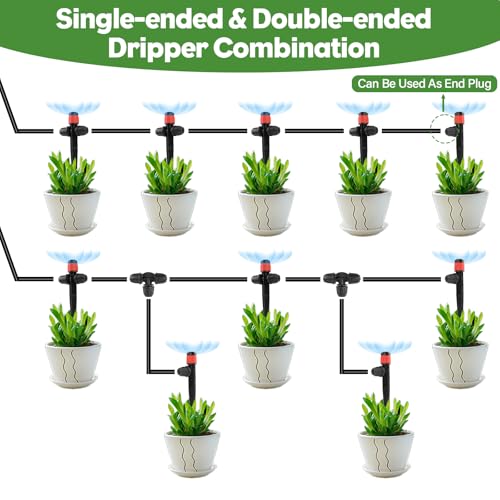 35PCS 1/4" Drip Irrigation Emitters, Kalolary Locked Irrigation Drippers - color: Red Double-head Locked Sprayer