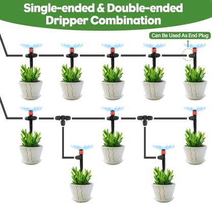 35PCS 1/4" Drip Irrigation Emitters, Kalolary Locked Irrigation Drippers - color: Red Double-head Locked Sprayer