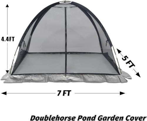 Doublehorse Pond Cover Dome Net 5 x 7 FT with Zipper Stakes
