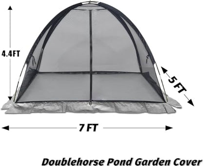 Doublehorse Pond Cover Dome Net 5 x 7 FT with Zipper Stakes