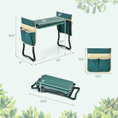 IRONMAX Garden Kneeler and Seat with Foam Pad and 2 Tool Pouches, Green - color: Green, size: 16”L×8”W, 2 Bags