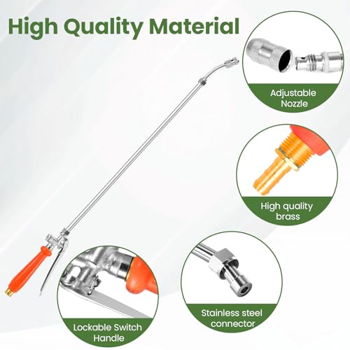 29"-44" All Metal Replacement Sprayer Wand, Suitable for 1/2" Hose Quick Connector, 1/4" & 3/8" & 1/2" Brass Barb Spray Wand, Built-in Shut Valve Stainless Steel Spray Wand (2Pcs 29" Sprayer Wand) - color: 2Pcs 29" Sprayer Wand