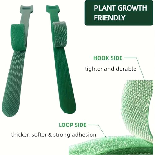 100PCS 6 Inch Reusable Plant Tape,Adjustable Plant Ties with Hook and Loop Design,Soft Garden Ties for Climbing Plants Vines and Outdoor Plants(Green)