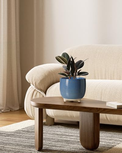 LE TAUCI Ceramic Plant Pots, 5.1 + 6.4 Inch, Set of 2, Reactive Glaze Blue - color: Reactive Glaze Blue