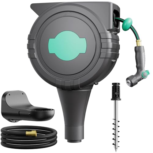 Automatic Retractable Garden Hose Reel 1/2" x 82 ft, 180° Wall Mounted