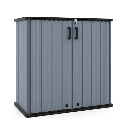 Tangkula 23.5 Cu.ft Outdoor Storage Shed with Lockable Door - color: Gray