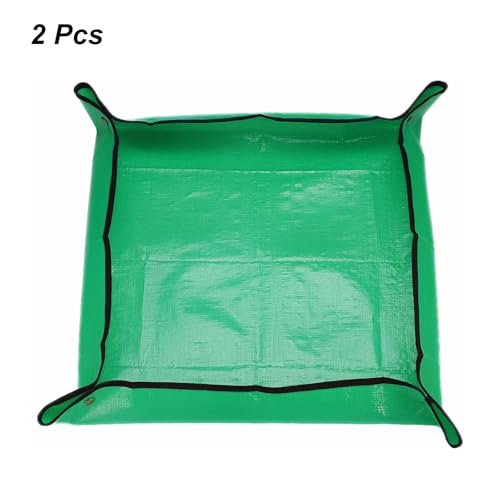 HARFINGTON 2Pcs Repotting Mat 26"x26" PE Cloth Waterproof Plant - color: Green, size: 26" x 26"