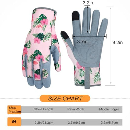 Leather Gardening Gloves for Women Thorn Proof Garden Gloves Touch Screen Working Gloves Gifts,M - color: Flamingo