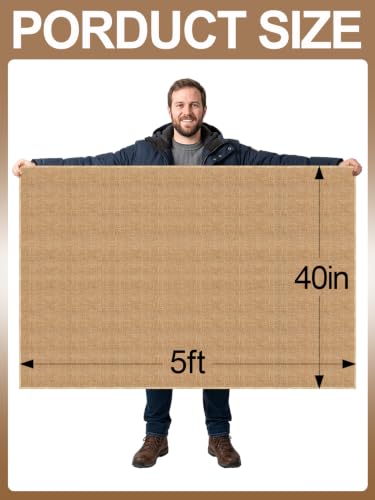 ANPHSIN 5ftx40in Natural Burlap Plant Covers Freeze Protection - size: 5ft